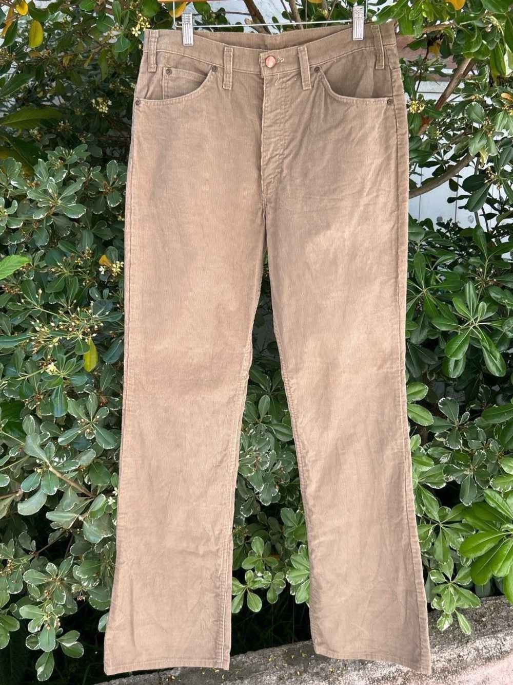 Vintage 1970s Brown Corduroy Pants 32x33 Scovill Zipper Straight Leg